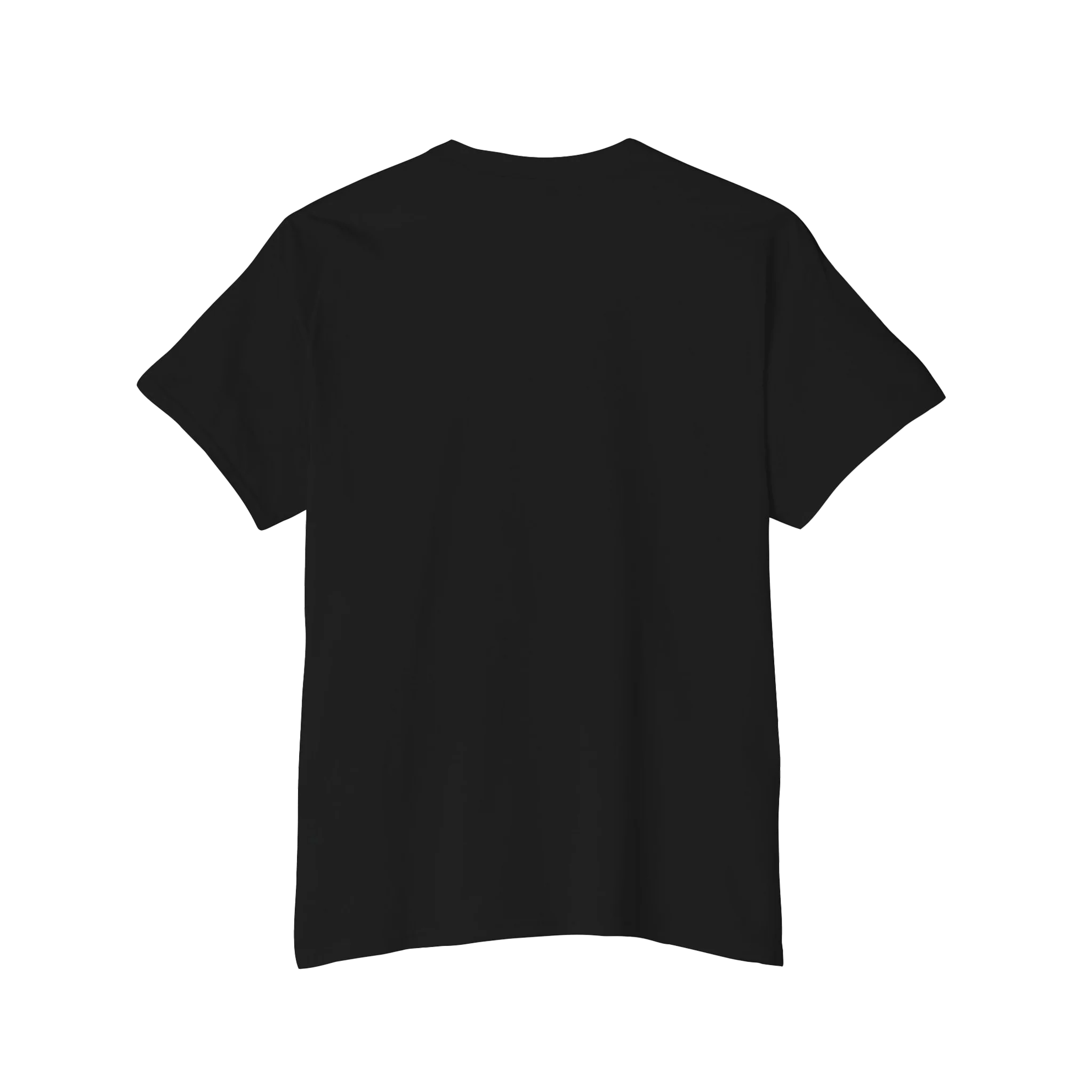 The plain back of the Freebrd Bone Chikn Logo Classic Cotton Black Pocket Tee.