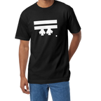 A man wearing a black FREEBRD Logo Classic T-Shirt, close-up showing the white FREEBRD logo on the chest.