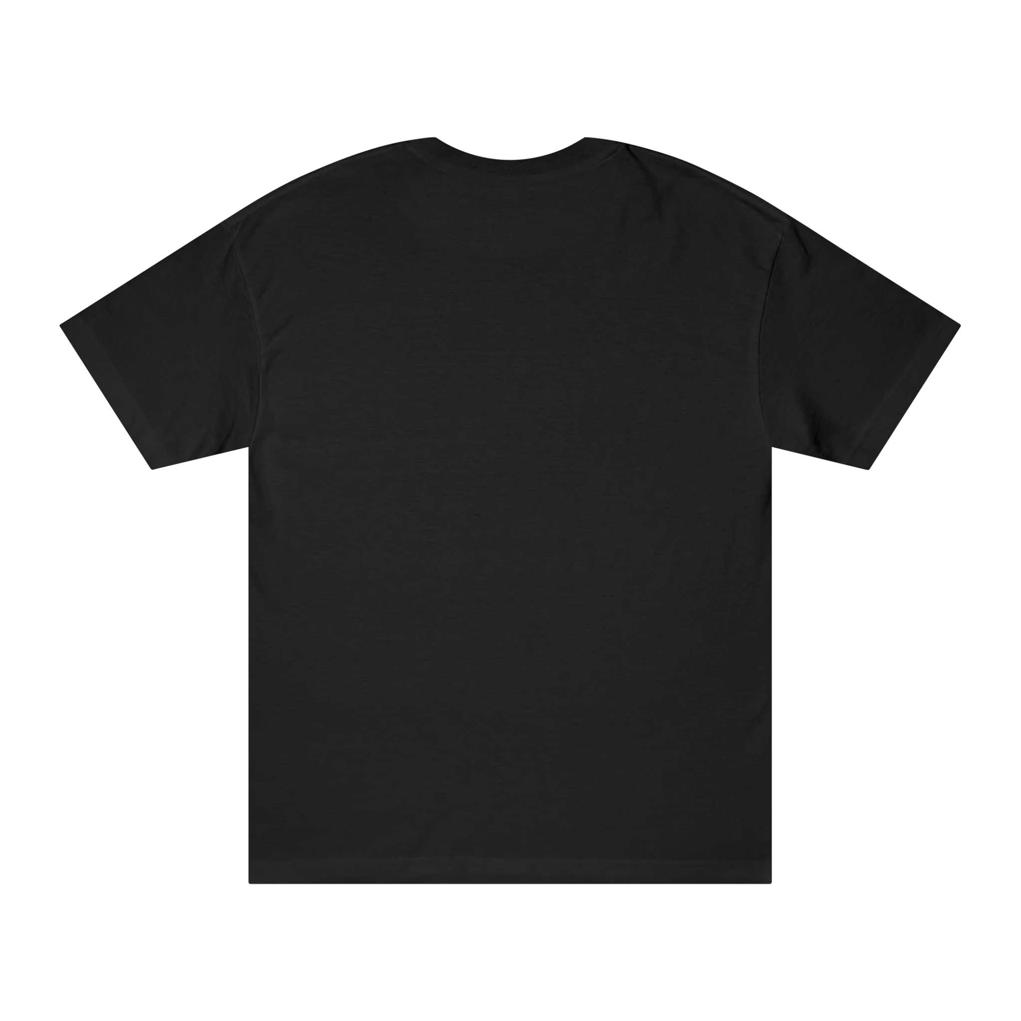 The plain back of a black FREEBRD Logo Classic T-Shirt.
