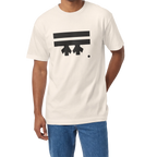 A man wearing a cream FREEBRD Logo Classic T-Shirt, close-up showing the black FREEBRD logo on the chest.