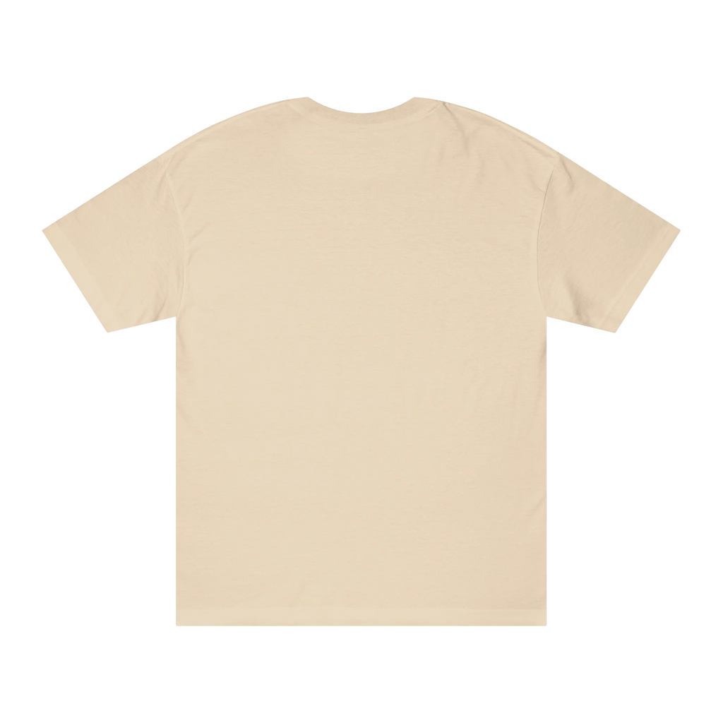 The plain back of a sand FREEBRD Logo Classic T-Shirt.
