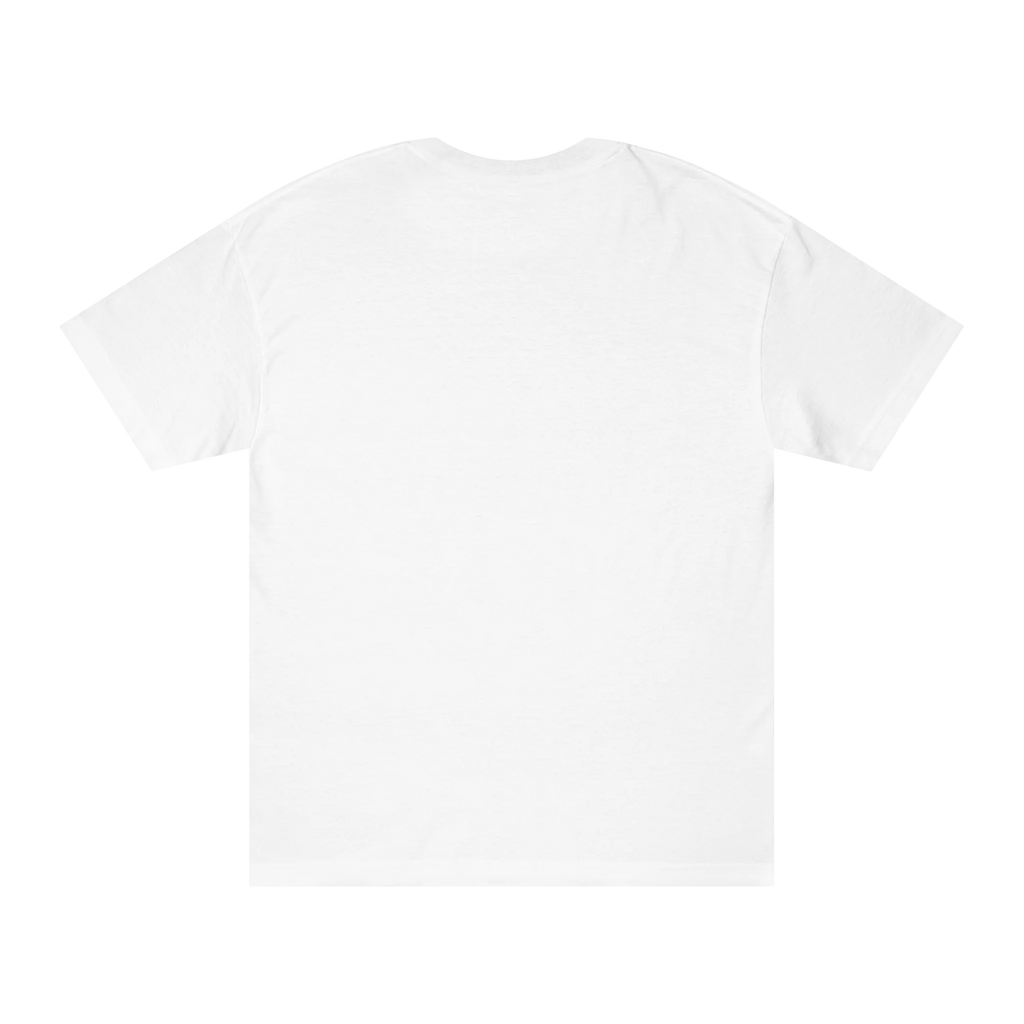 The plain back of a white FREEBRD Logo Classic T-Shirt.
