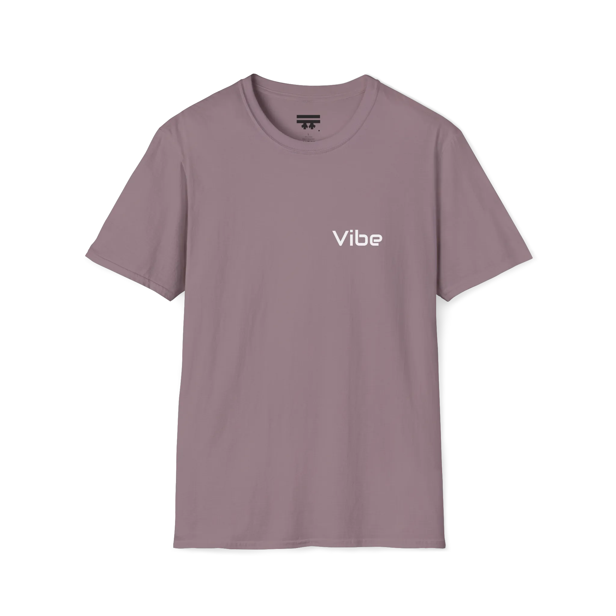 A paragon t-shirt with the white text 'Vibe' wordmark on the left chest and a black FREEBRD logo on the inner neck label.