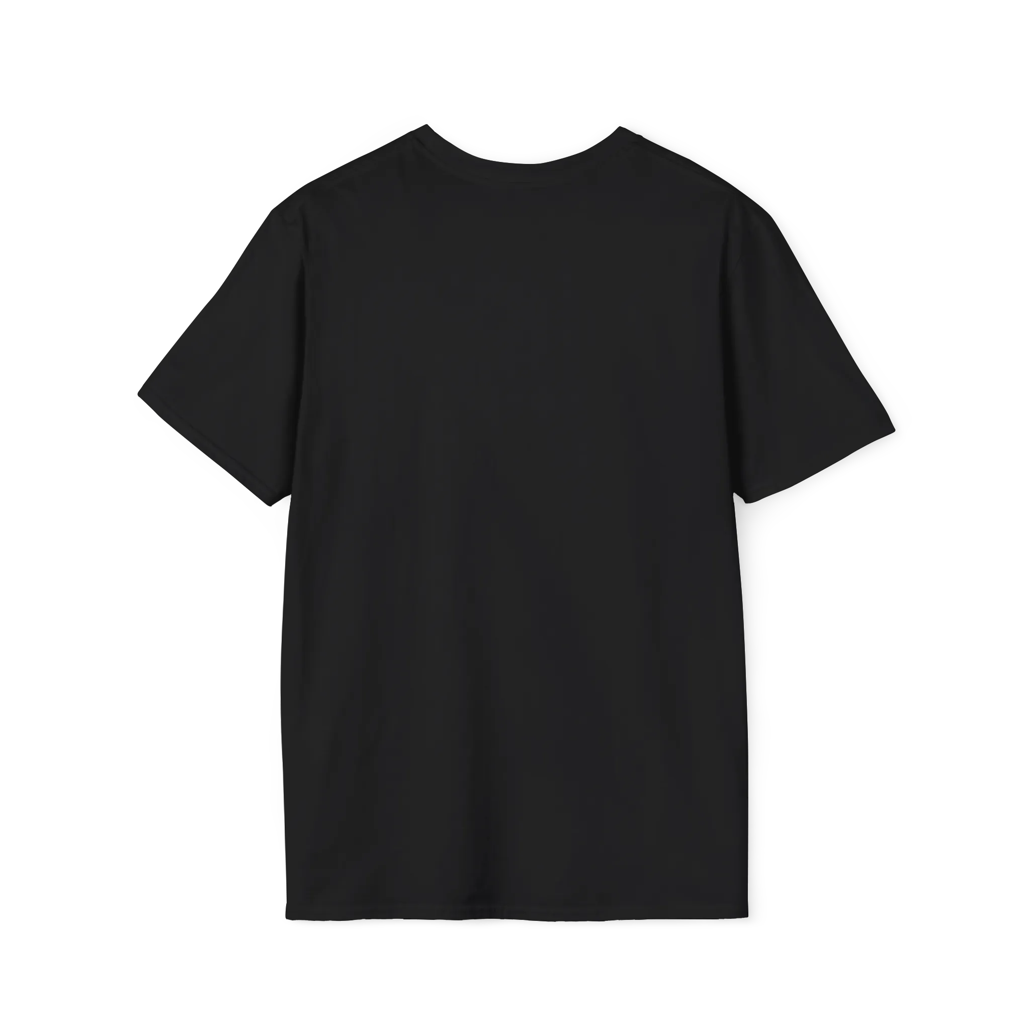 A back preview of the black t-shirt with 'solving color problems daily' text design.
