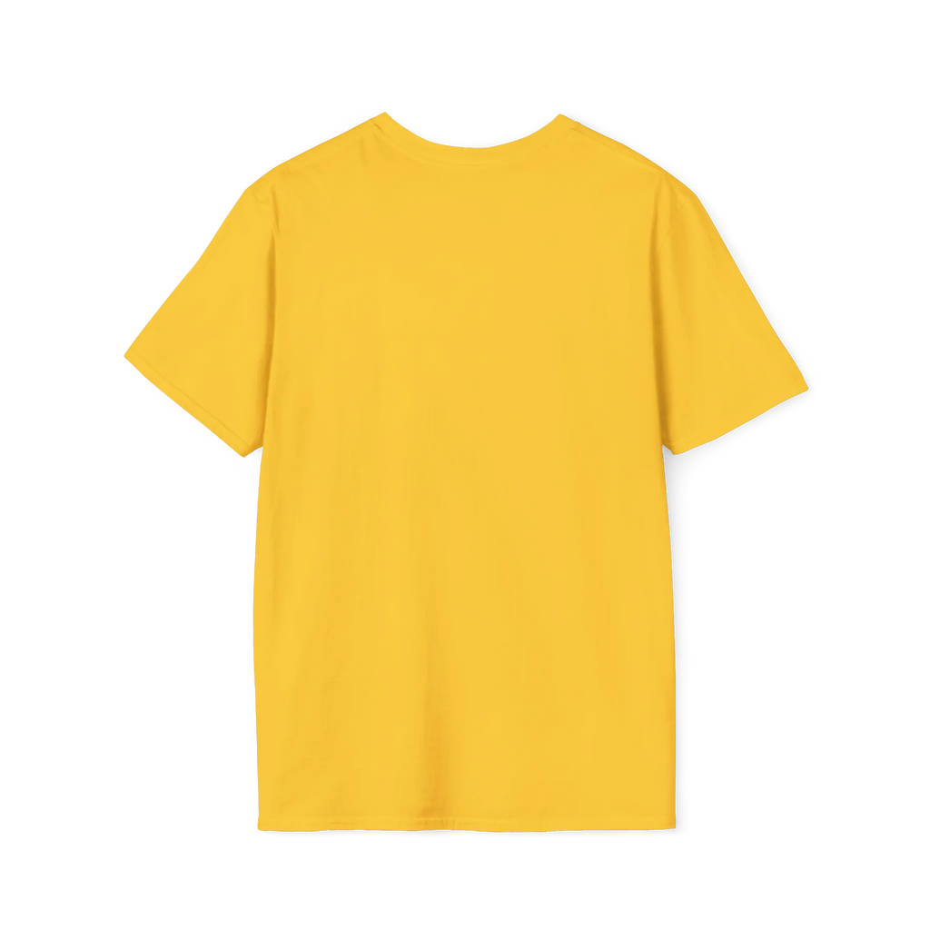 A back preview of the yellow daisy t-shirt with 'solving color problems daily' text design.