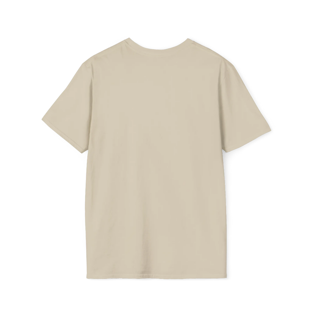 A back preview of the sand t-shirt with 'solving color problems daily' text design.