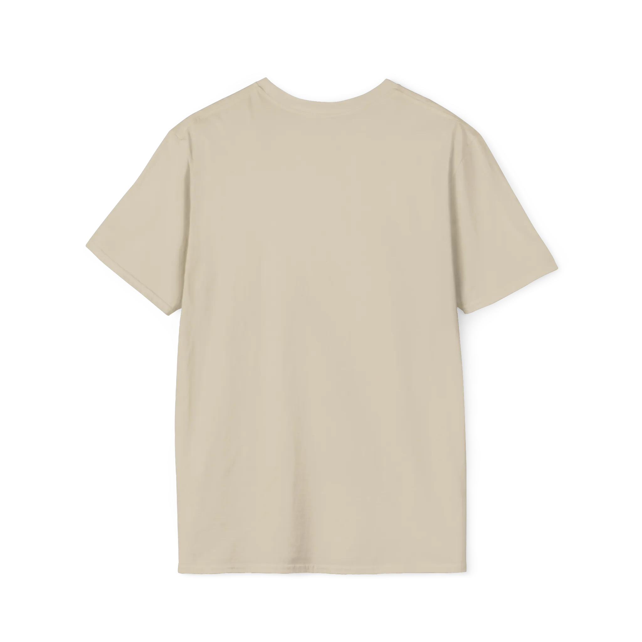 A back preview of the sand t-shirt with 'solving color problems daily' text design.