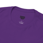 Freedom! Rainbow Script Essential T-Shirt, purple, FREEBRD inner tag detail.