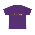 Freedom! Rainbow Script Essential T-Shirt, purple, rainbow script graphic, front view, FREEBRD Pride Gear