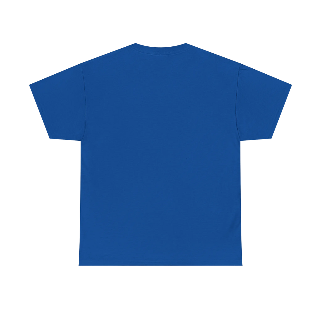 Freedom! Rainbow Script Essential T-Shirt, royal blue, clean back view, FREEBRD Pride Gear.