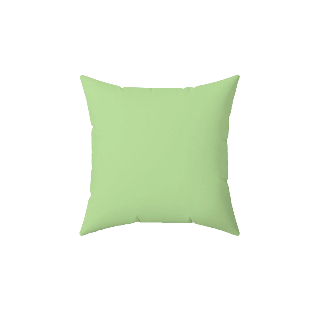 Fresh green faux suede throw pillow, back view.
