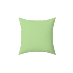 Fresh green faux suede throw pillow, back view.