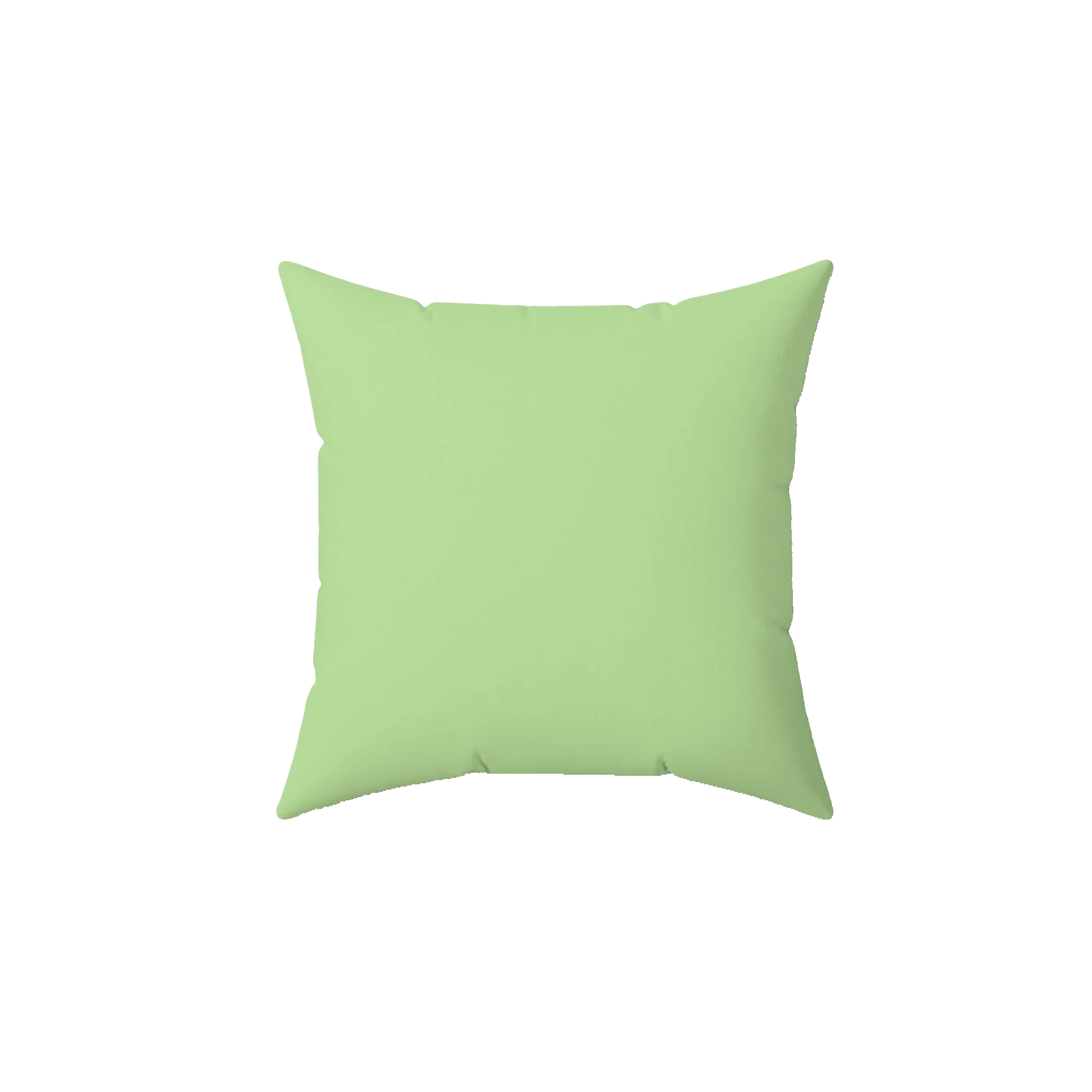 Fresh green faux suede throw pillow, back view.