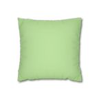 Fresh green faux suede pillowcase, front view.