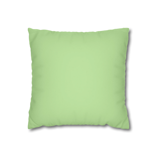 Fresh green faux suede pillowcase, front view.