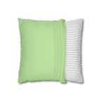 Fresh green faux suede pillowcase, open view.