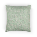 A front view of the Fresh Green Mint Ikat Woven Pillow showing a fresh green background and ivory white chevron ikat styled lines.