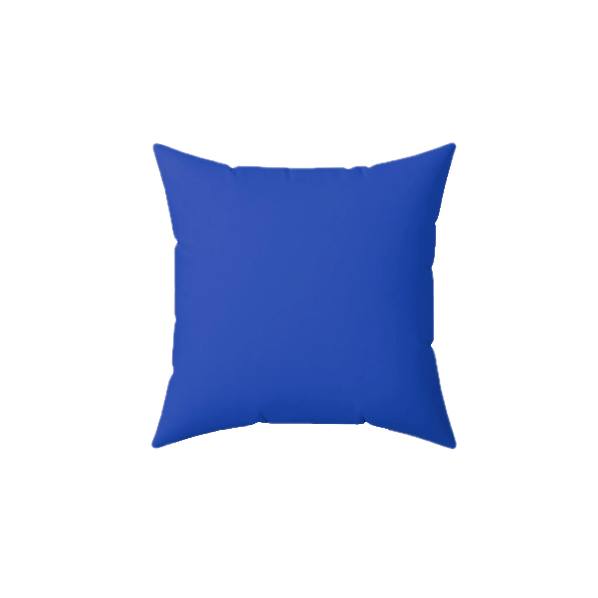 Funky blue faux suede throw pillow, back view.