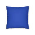 Funky blue faux suede pillow case, front view.