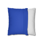 Funky blue faux suede pillow case, open view.