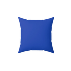 Funky blue faux suede throw pillow, front view.