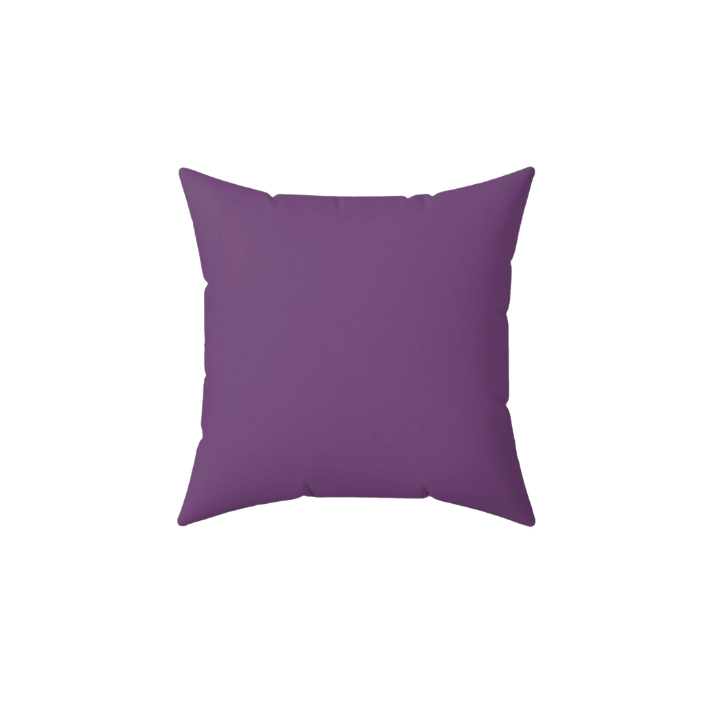 Garlic purple faux suede throw pillow, back view.