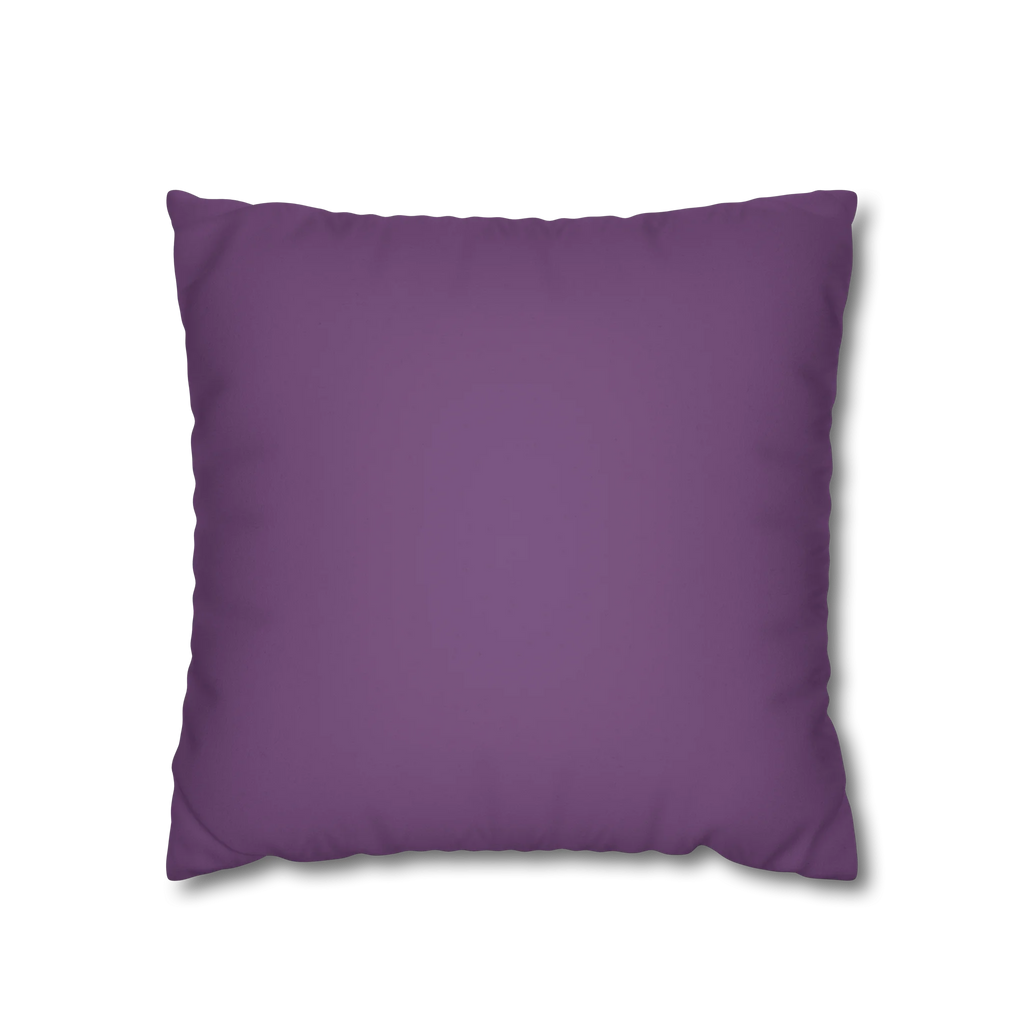 Garlic Purple faux suede pillow case, back view.