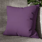 Garlic Purple faux suede pillow case styled on a couch in a modern living room.