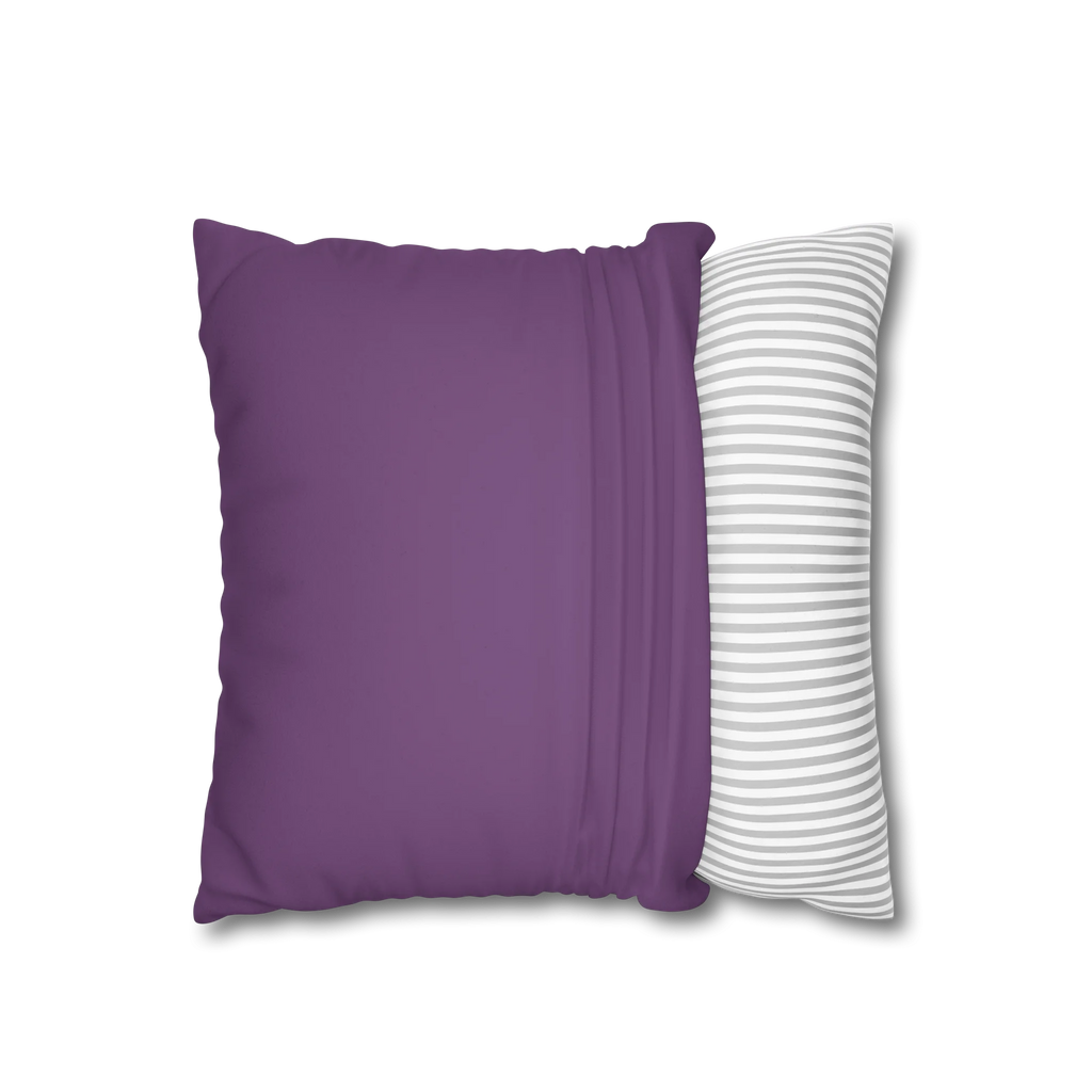 Garlic Purple faux suede pillow case, open view.