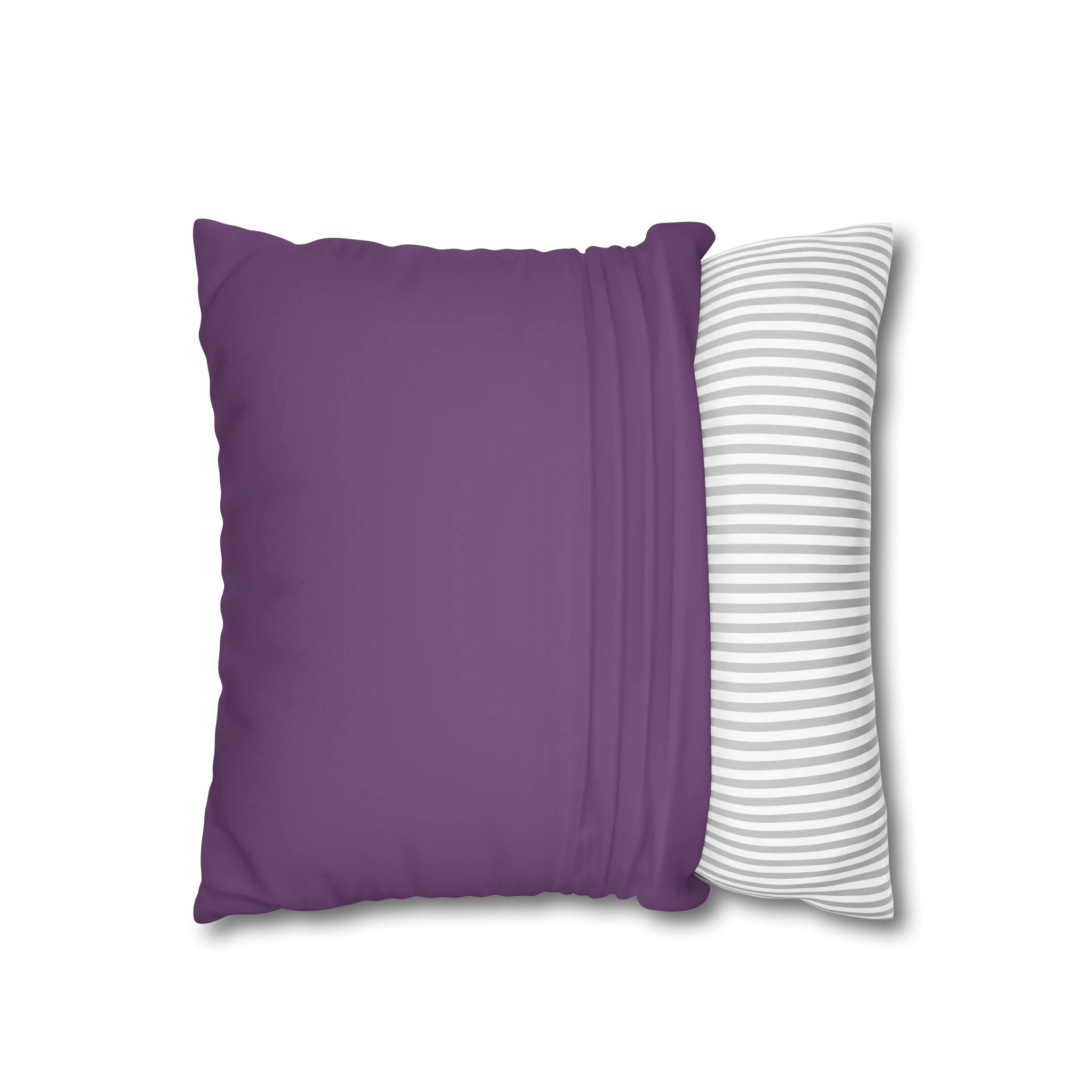 Garlic Purple faux suede pillow case, open view.