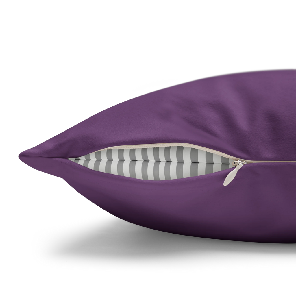 Garlic Purple faux suede pillow case, zipper view.