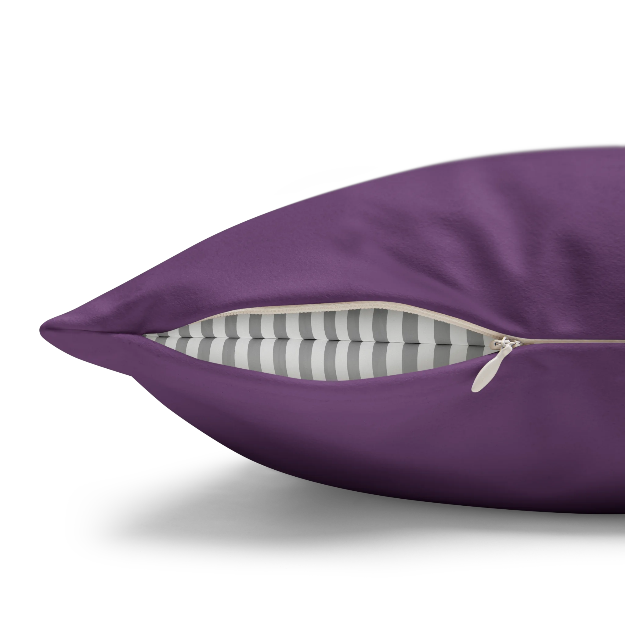 Garlic Purple faux suede pillow case, zipper view.
