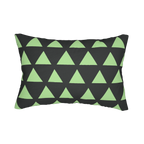 Geometric fresh green mint triangle lumbar pillow, front view.