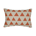 Geometric terracotta triangle lumbar pillow, front view.