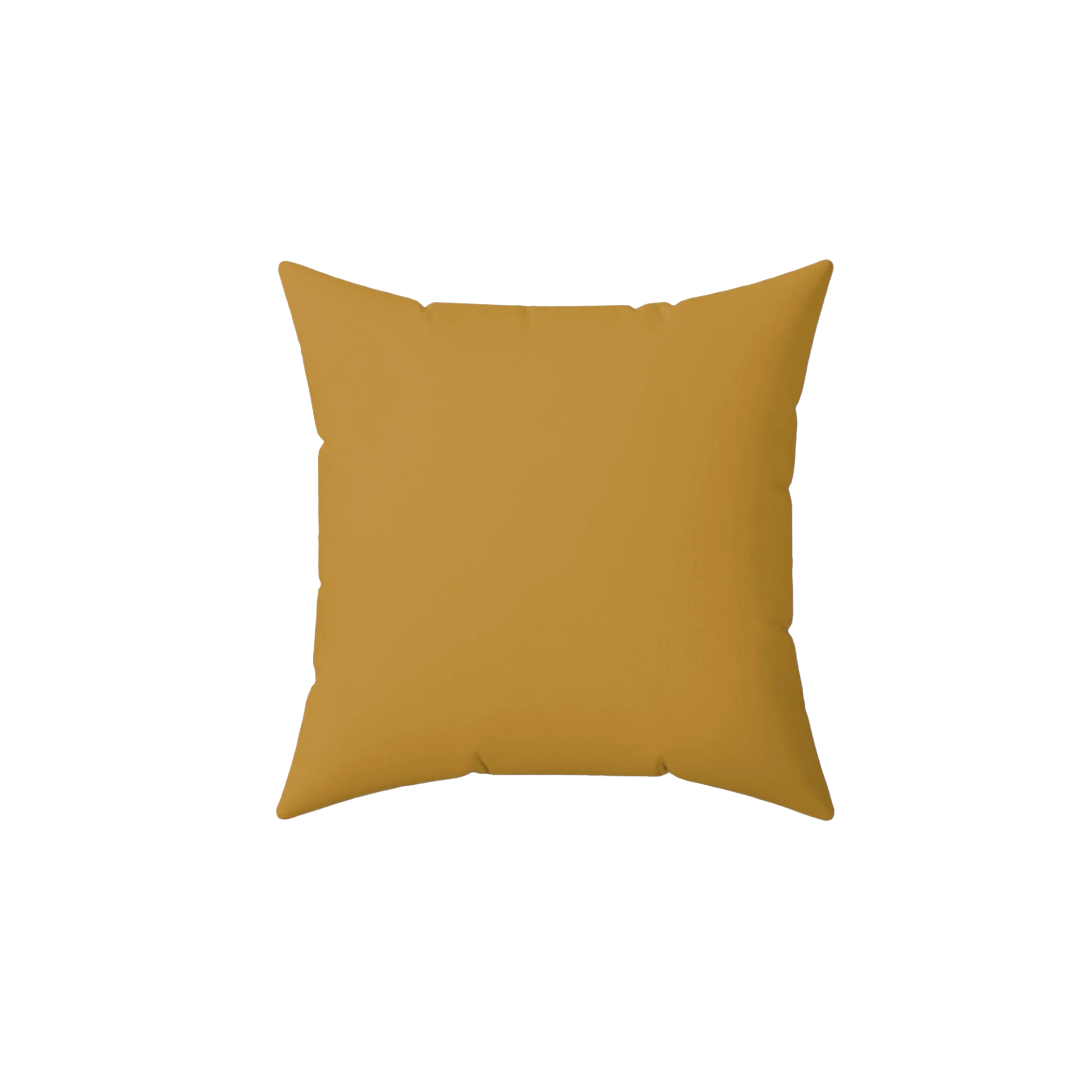 Gold ochre faux suede throw pillow, back view.