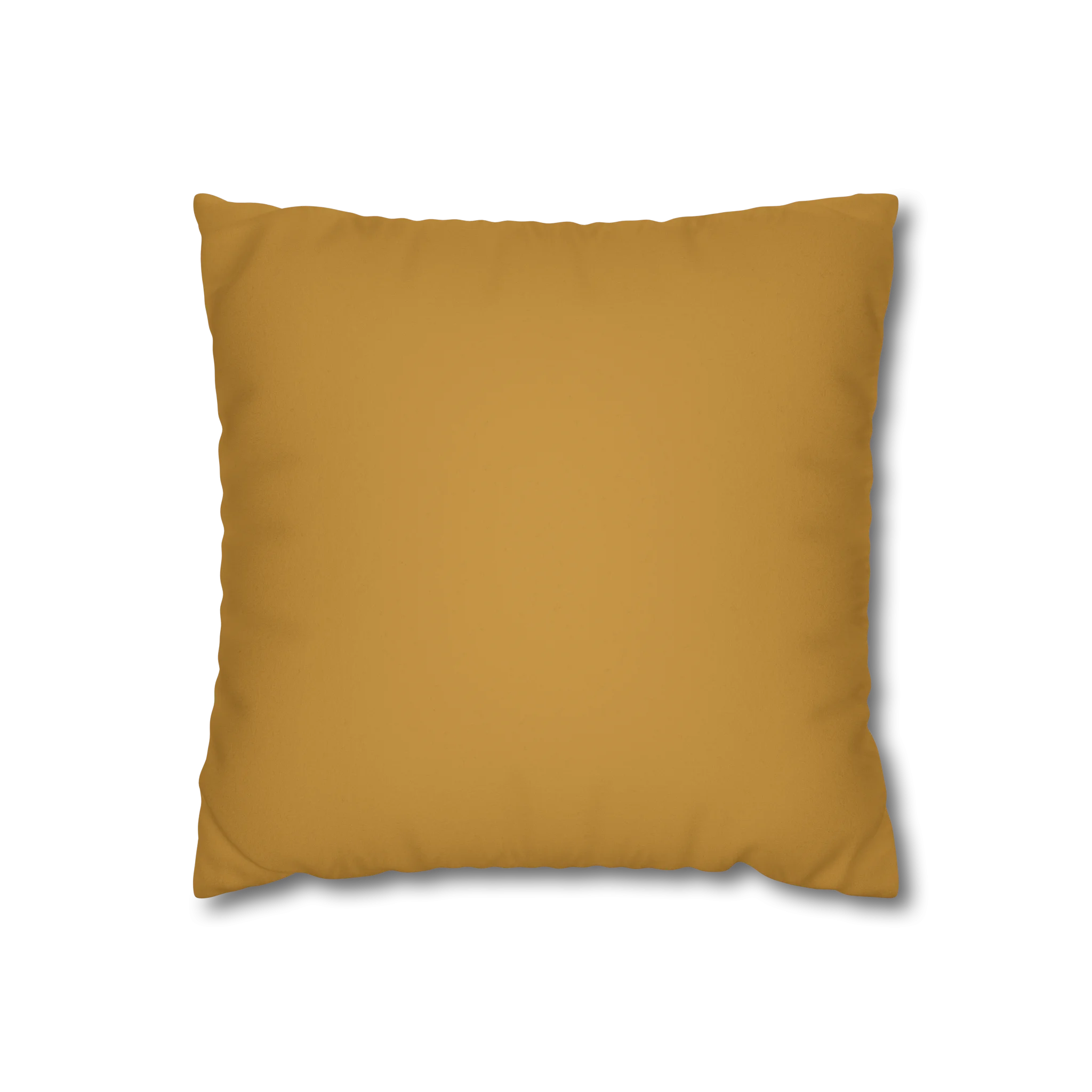Gold Ochre faux suede pillow case, back view.