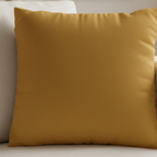 Gold Ochre faux suede pillow case styled on a couch in a modern living room. 