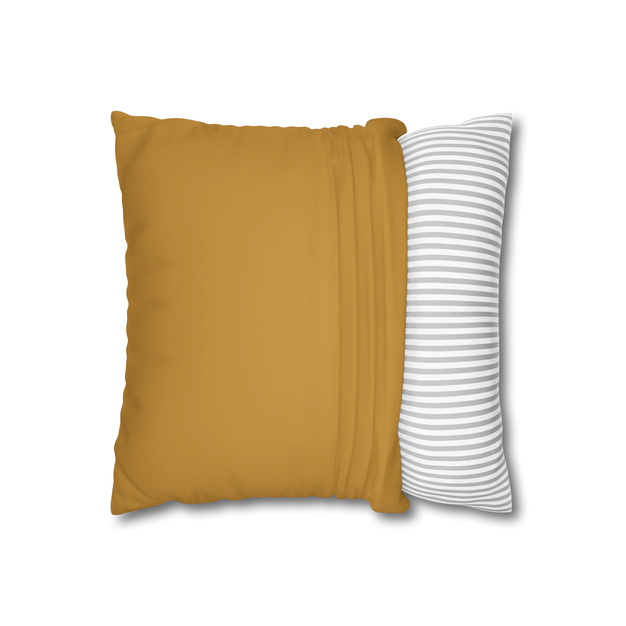Gold Ochre faux suede pillow case, open view.