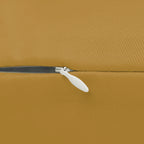 Gold Ochre lumbar accent pillow, zipper view.
