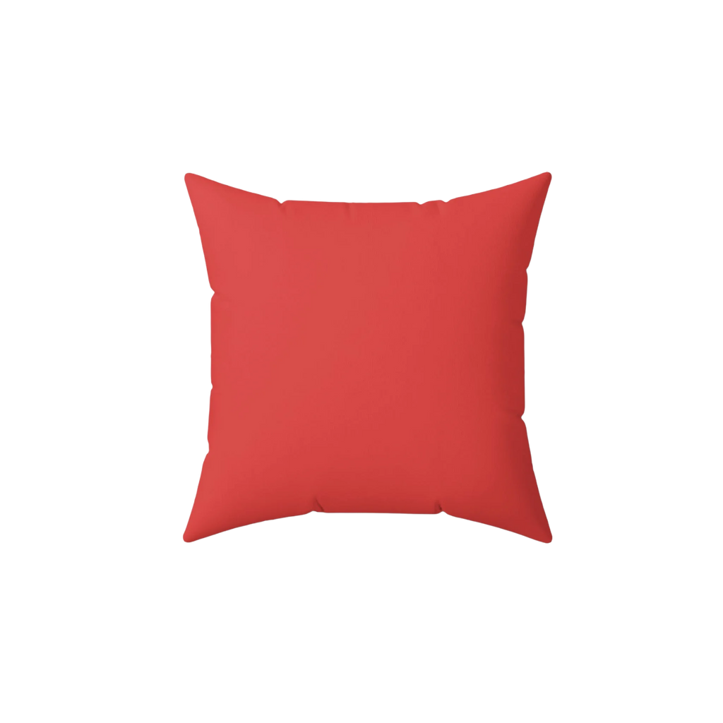 Grapefruit coral faux suede throw pillow, back view.