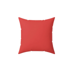 Grapefruit coral faux suede throw pillow, back view.