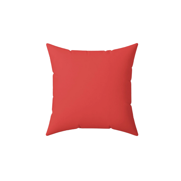 Grapefruit coral faux suede throw pillow, front view.