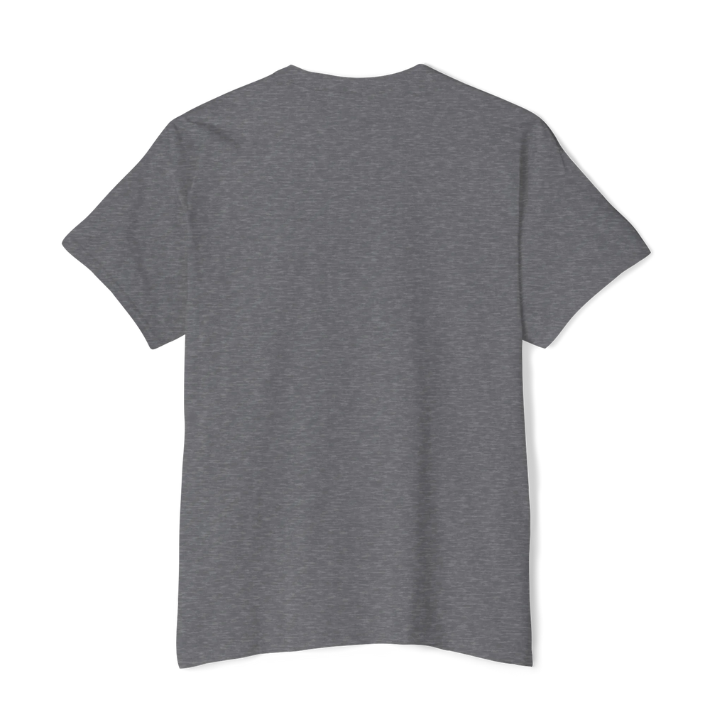 The plain back of a FREEBRD graphite heather classic cotton pocket t-shirt.