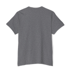 The plain back of a FREEBRD graphite heather classic cotton pocket t-shirt.