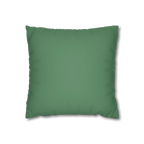 Green Dust faux suede pillow case, back view.