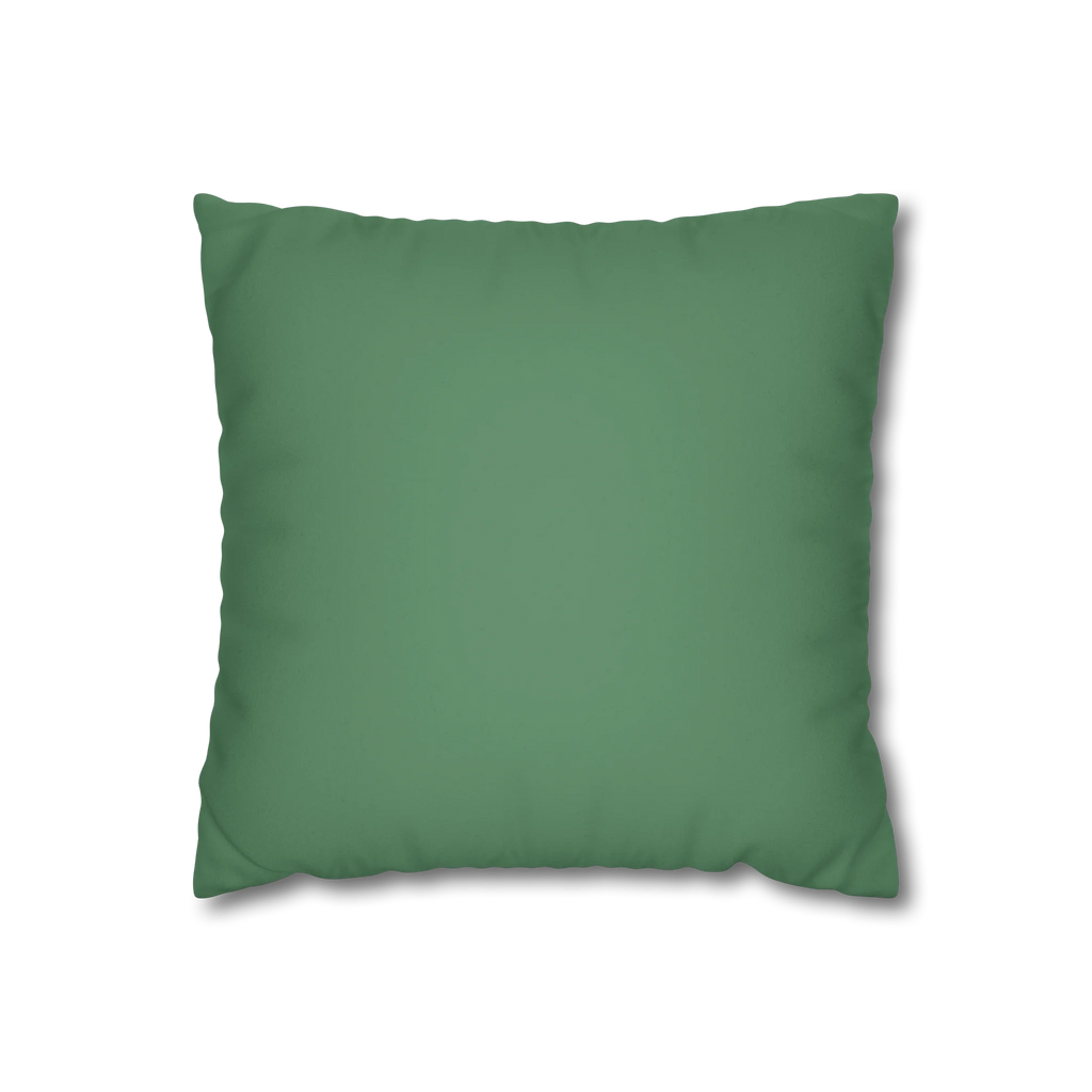Green Dust faux suede pillow case, front view.