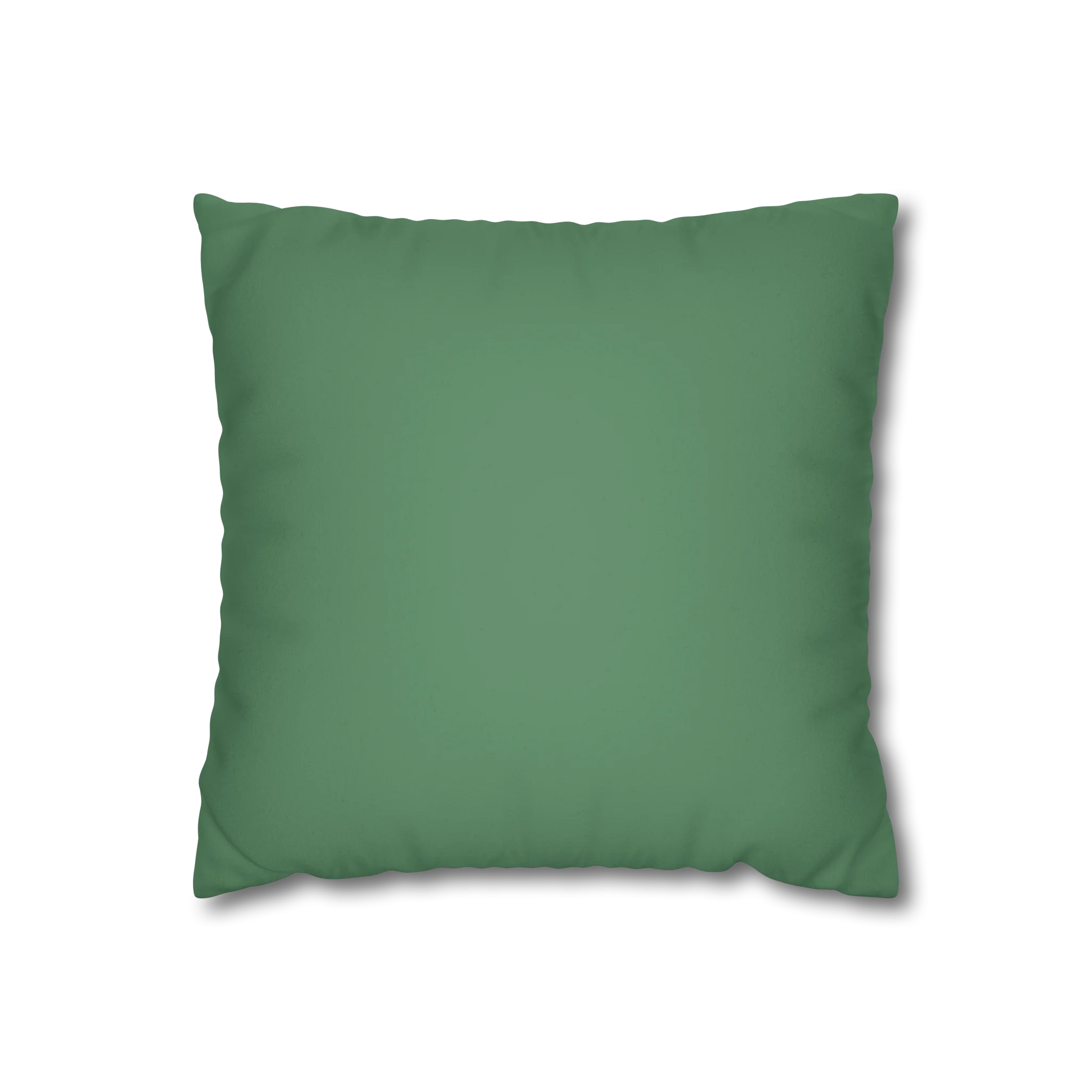 Green Dust faux suede pillow case, front view.