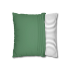 Green Dust faux suede pillow case, open view.