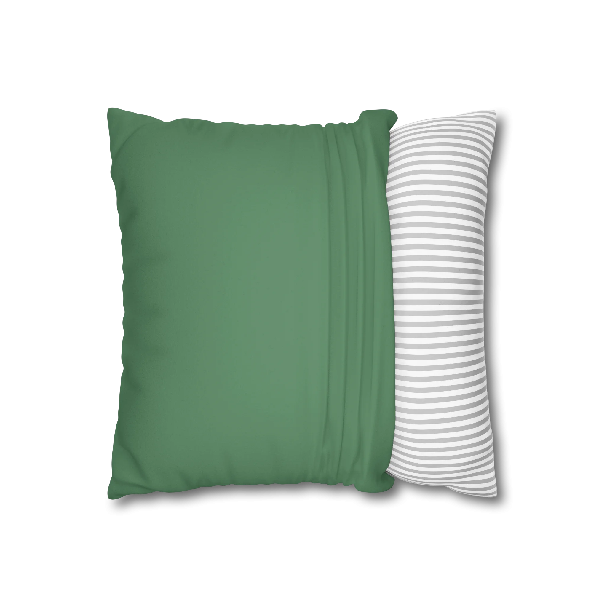 Green Dust faux suede pillow case, open view.