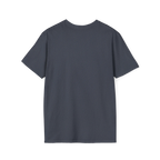 the plain back of the heather navy Trans Rights Are Human Rights T-Shirt.